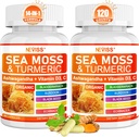 Sea Moss Capsules - Irish Sea Moss med gurkemeje Plus Ashwagandha, Black See Oil, Bladderwrack, Burdock Root, C-vitamin & D3, ACV Chlorophyll 120Cts