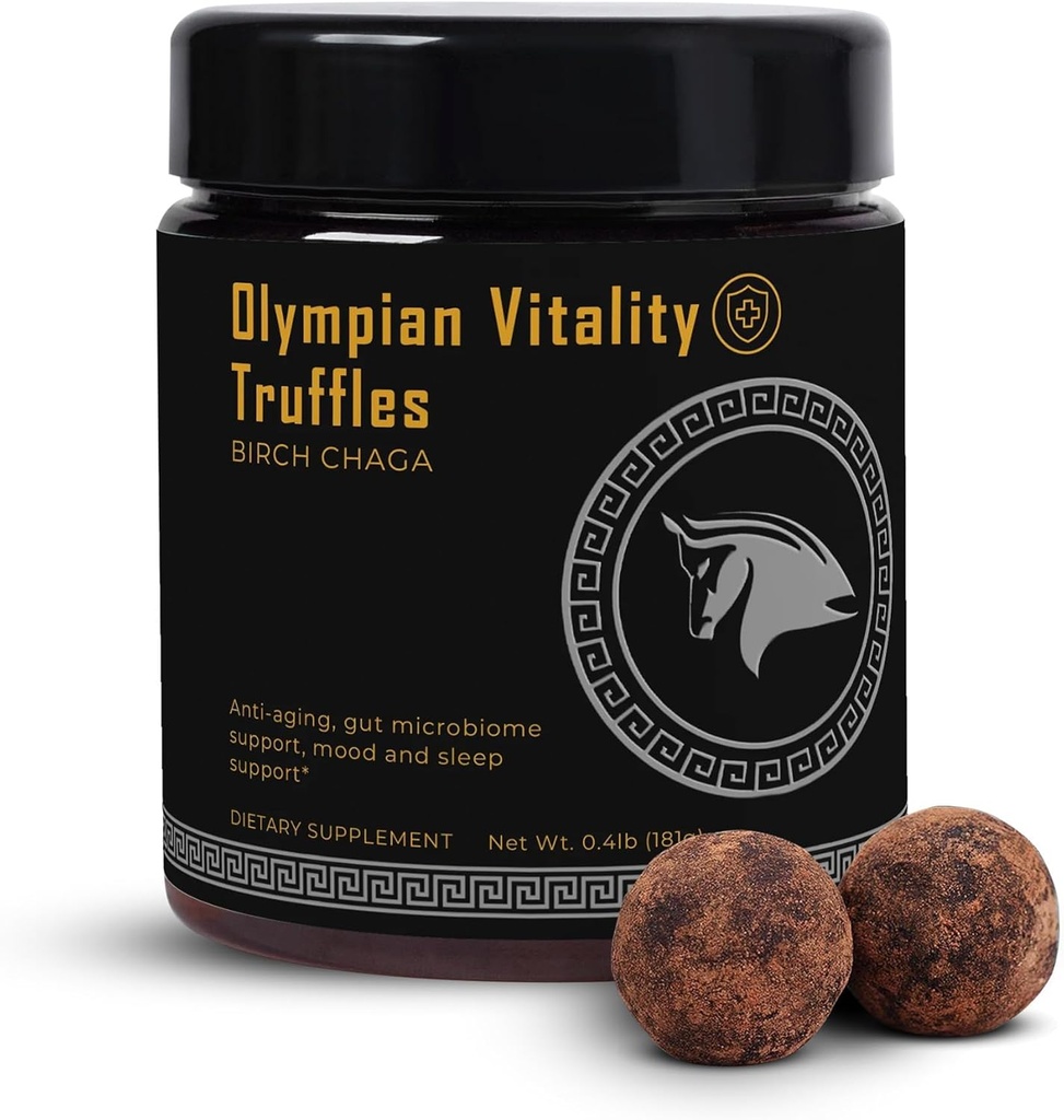 Olympian Vitality Truffles 124; Natural Gut Health Dessert & Gut Detox Supplement + Sleep Support Buddy 124; Humic & Fulvic Acid Organic Pure Cacao & Date Buddy 124; Non GMO & Organic