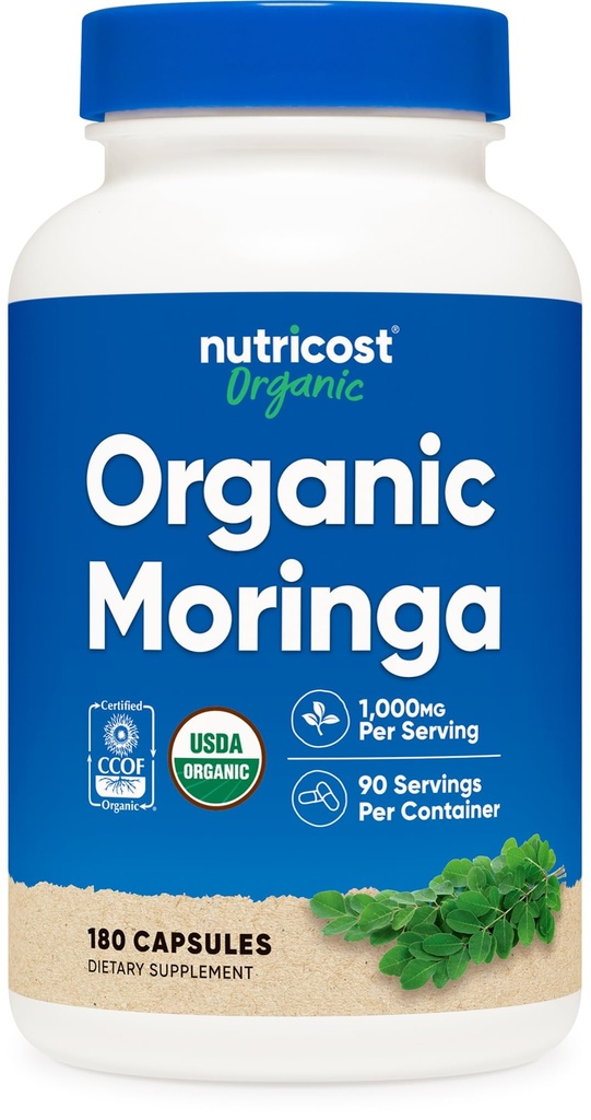 Nutricost Moringa Kapsler 500mg, 180 Kapsler (90 Servering) - Vegetariske Kapsler, Non- GMO, Gluten Free