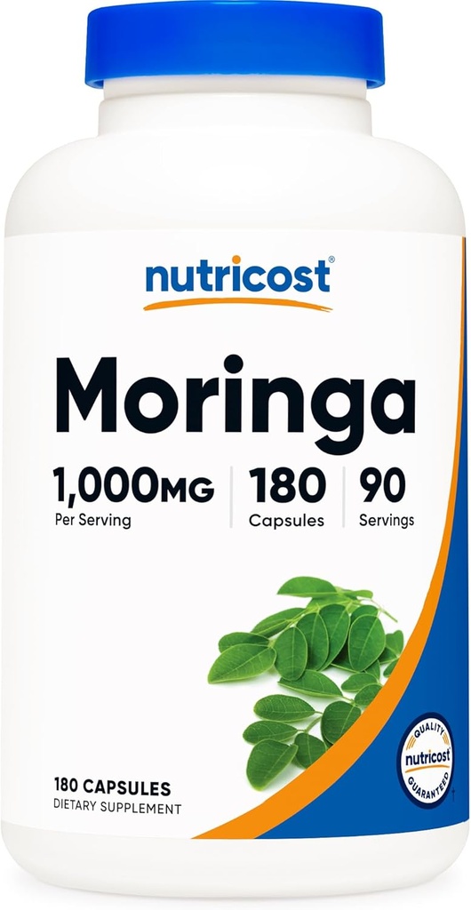 Nutricost Moringa Kapsler 500mg, 180 Kapsler (90 Servering) - Vegetariske Kapsler, Non- GMO, Gluten Free