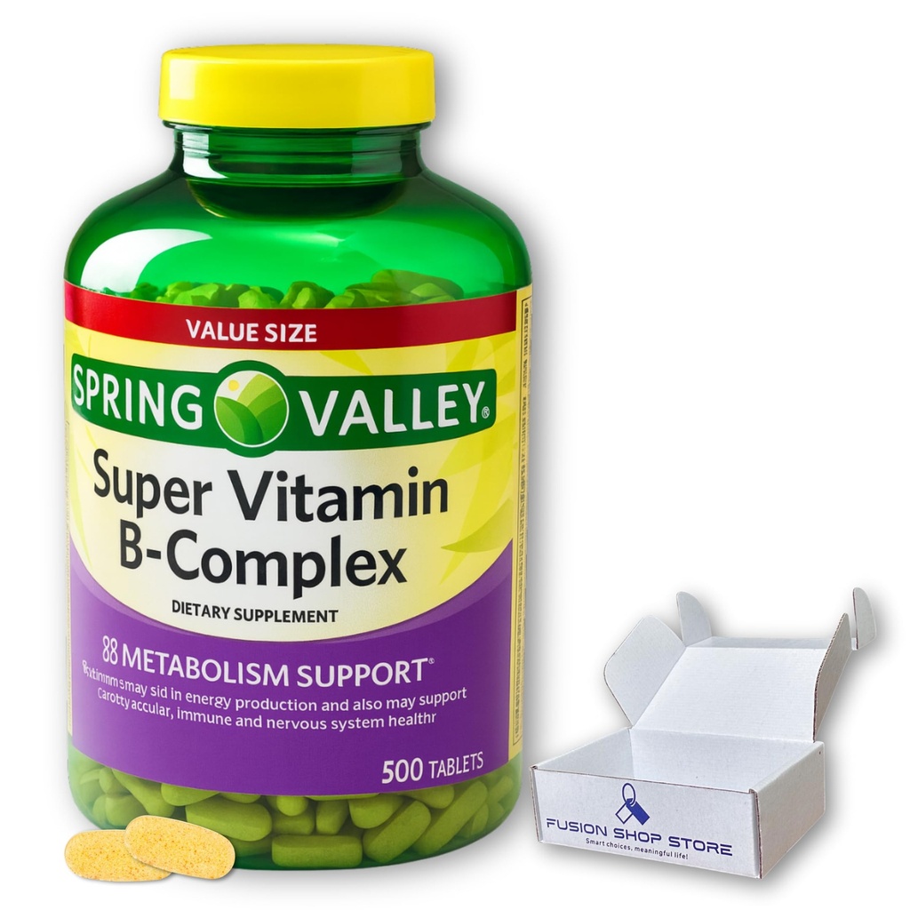 Super Vitamin B Complex- Tablets 500 Count Blend of B6 B12 C, Boxed by Fusion Shop Store
