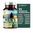 Number One Nutrition Premium Mænd 's Daily Multivitamin Multimineral Supplement [Gluten Free, Non- GMO], Vitaminer A C E D B1 B2 B3 B5 B6 B12, Magnesium, Biotin, Sprulina, og Zink, 60 Veg Caps