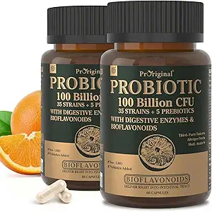 Probiotika med Prebiotika til mænd og kvinder - 35 Strops Organic Probiotic 100 Millioner CFU for Gut & fordøjelse, Vegan Acidophilus Probiotika Supplement, Non- GMO Raw Probiotic 120 Caps