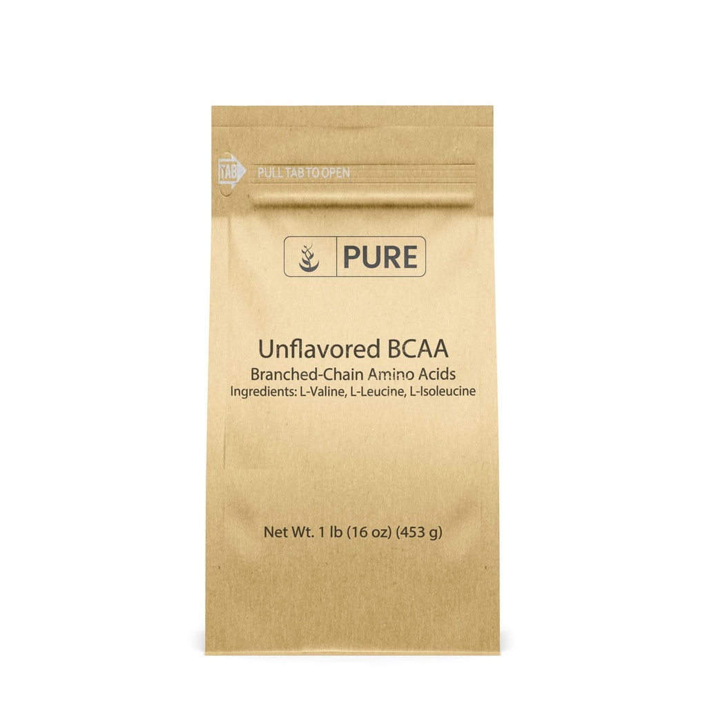 Pure Original Ingredients Unflavored Instantized BCAA (1lb) Powder, Forgrenet Chain Essential Aminosyrer, Supplement