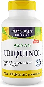 Sund oprindelse Vegan Ubiquinol (Aktiv form af CoQ10), 100 mg - Kaneka Ubiquinol Kosttilskud til hjertesundhed & antioxidant Support - Gluten- Free & Non- GMO Supplement - 150 Veggie Gels