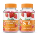 Livlig Collagen & C-vitamin + vitamin D3 + vitamin K2, Gummies Bundle - Great Tasting, Vitamin Supplement, Gluten fri, GMO fri, Chewable Gummy
