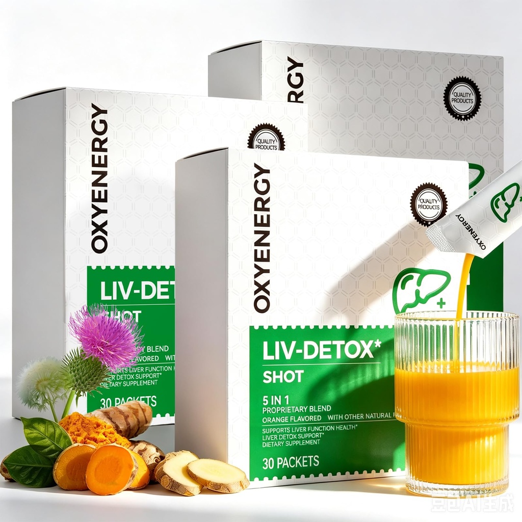 OxyEnergy Liver Cleanse Detox & Repair, Organic Milk Thistle Liver Detox Supplement with Turmeric, Ginger, 5-in-1 Support Liver Health & Digestion & Hangover Relief, Vegetarian, Gluten-Free,90 Packs