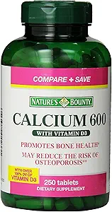 Nature 's Bounty High Potency Calcium 600 + D tabletter - 0250ct, 1,17 flasker (pakke med 2)