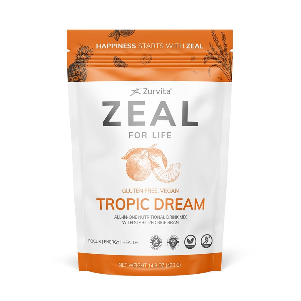 Zurvita - Zeal for liv 30- Day Wellness Bag - Tropic Dream Flavor, Daglig Nutritional Supplement for Vitality, Immunitet, & Samlet Wellness - 420 Bedste