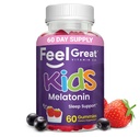 Feel Great Kids Melatonin Gummy Note 124; Strawberry Flavored Melatonin Gummies Kids Note 124; 1 MG Melatonin Sleep Aid til børn