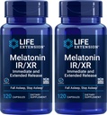 Life Extension Melatonin IR / XR, 120 kapsler (pakke af 2) - øjeblikkelig & Extende- Release for 7 Timer Support - Night Time Supplement - Stay Asseiling All Night Long - Non- GMO, Gluten- Free