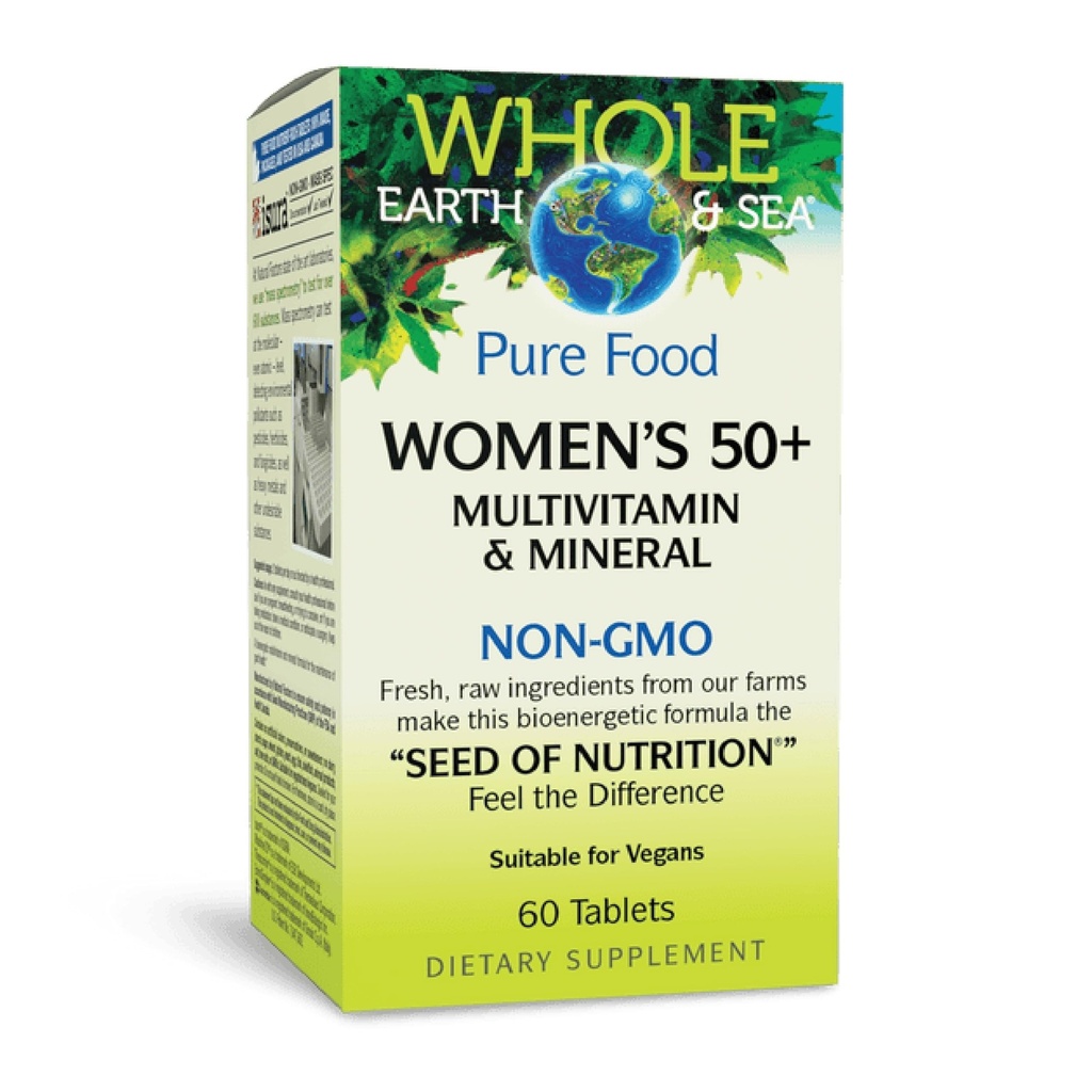 Naturlige faktorer hele Jorden & Hav kvinders 50 + Multivitamin & Mineral, 1 Servering Indeholder Ernæring svarende til ½ LB af Veggies, 60 tabletter