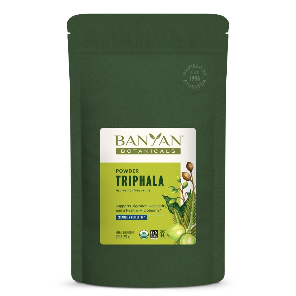 Banyan Botanicals Triphala Powder - Organic fordøjelse Supplement med Amla, Haritaki & Bibhitaki - Fordøjelse, Colon Support & Sund Gut Microbiome * - 1 / 2 LB - ikke-GMO bæredygtigt syret Vegan