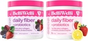 Belli Welli Daily Fiber Supplement Bundle med Collagen, Probiotika & Elektrolyter - Jordbær Lemonade & Wild Berry Flavors - Understøtter fordøjelse, Gut Balance, & Afbloating - 32 Tjenester