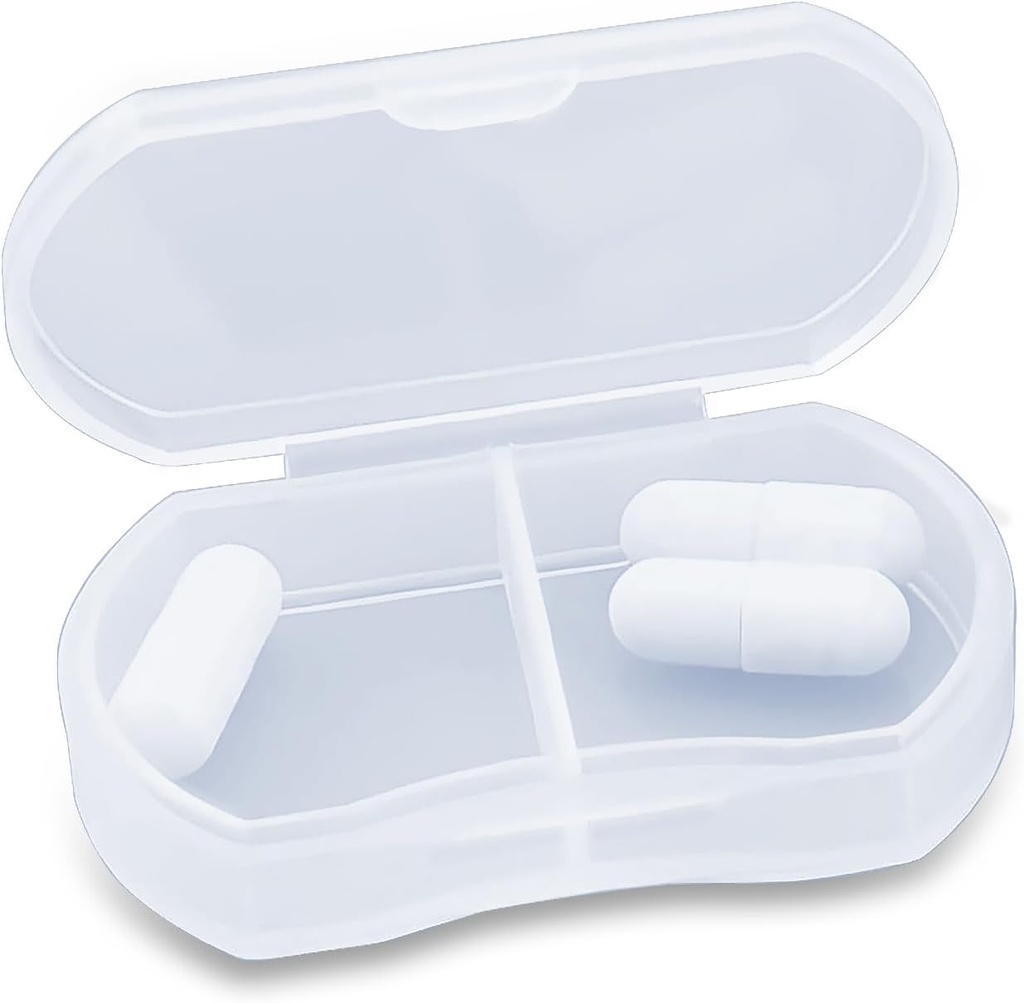 Pill sag for purse lille pill Organizer Portable Travel Daily Pill Containers AM & PM Mini Pill Box Vitamin, Fish Oil, Supplement Holder (1 PCS, hvid)