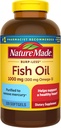 Nature Made Burp Mindre Fish Oil Omega 3 Kosttilskud, 1000mg Softgels, Omega 3 Fish Oil Kosttilskud til sund hjertestøtte, 320 Softgels, 160 Day Supply