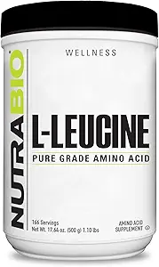 NutraBio 100% Pure L- Leucin - Muscle Recovery and Support - naturligt gæret fri form Aminosyre - Vegan, Non- GMO, Gluten Free - (500 Bedste)