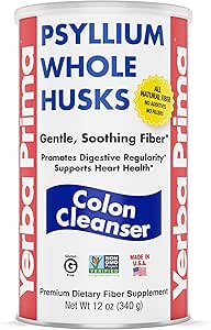 Yerba Prima Psyllium Hel Husk, 1 Flaske 12 oz - Fiber Supplement, Vegan, Ingen sukker eller kunstige sødestoffer, Ikke GMO, Gluten Free