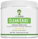 VitaMonk Clean EAA - EAA uden kunstige sødestoffer til pre- workout, energi og inddrivelse - Max biotilgængelig EAA pulver med 9 essentielle aminosyrer - Natural Lemonade Flavor