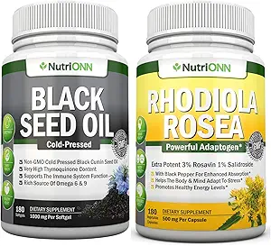 Black Seed Oil Softgel & Rhodiola Rosea Capsules - Målrettet Vitalitet og Immunitet Boost