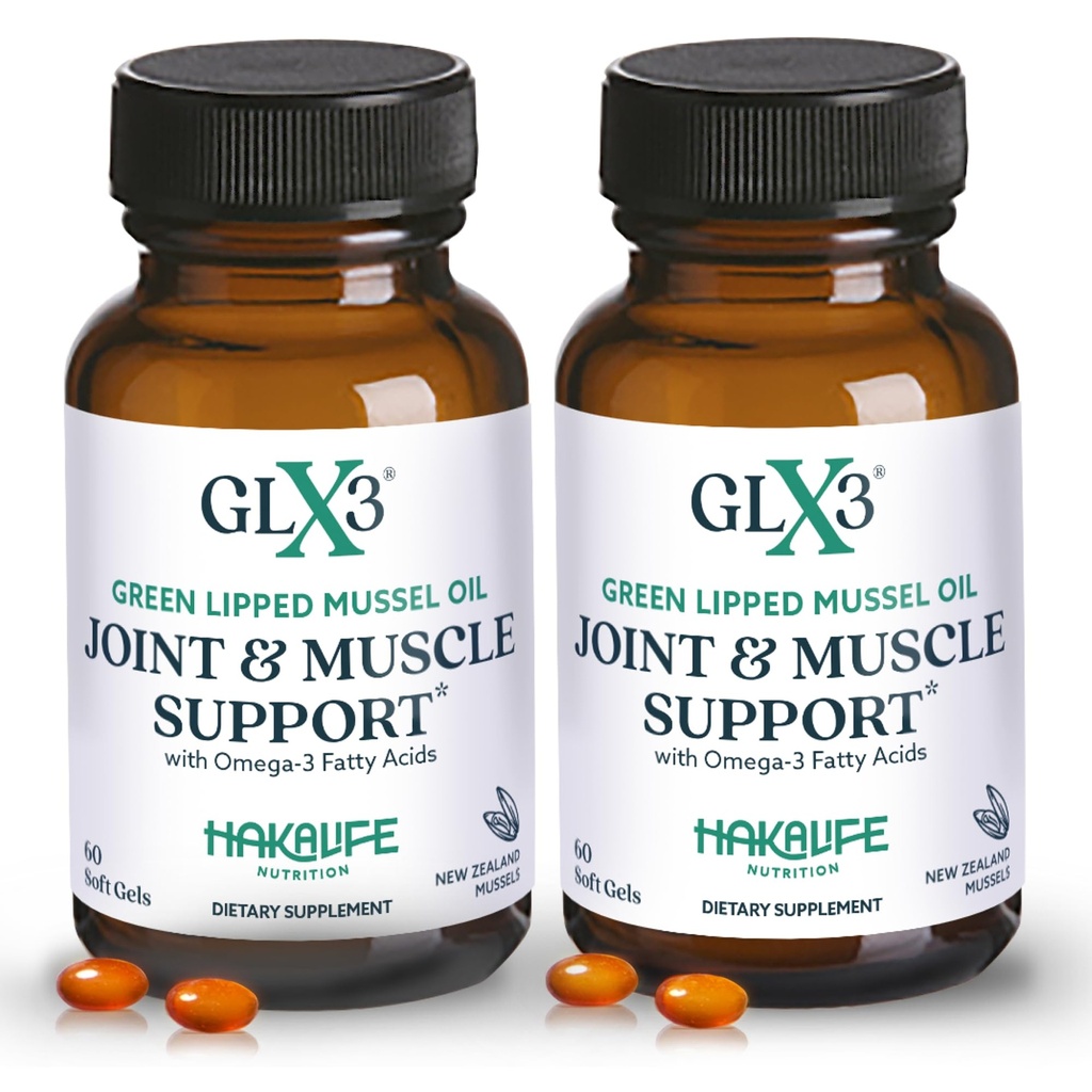 GLX3 Joint Support Extra Strength Omega-3 Supplements124; Premium New Zealand Green Liped Mussel Oil - Comfort, Fleksibilitet, Muscle Recovery - ETA EPA DHA Omega 3 Kapsler 2 måneder