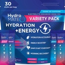 HydroMATE Electrolytes Powder Drink Mix Pakninger Hydration Accelerator Lavt Sukker Party Favors for Rapid Recovery C-vitamin Plus koffein Variety Pack - 30 Greve