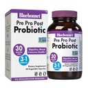 BlueBonnet Nutrition Pre Pro Post Probiotic 30 Billion CFU^ Shelf Stable – for Women & Men Digestion, Gut, Mood, Immune* - Free of Dairy, Gluten & Soy - Non-GMO - 30 Vegetable Capsules, 30 Servings