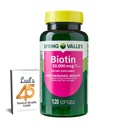 Spring Valley Biotin 10000mcg 120 Count, Dietary Supplement for Hair Skin Nails, Hair Vitamins for Hair Loss for Women Bundle with Luall’s 45 Health Guide (10,000 mcg 120 Count)