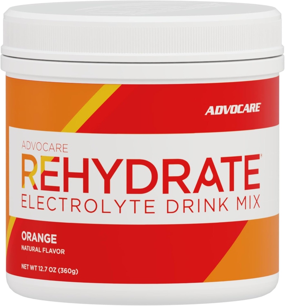 AdvoCare Rehydrat - Elektrolyte Drink Mix - Inkluderer Magnesium, Natrium, Kalium & Calcium - Antioxidant & Aminosyre befæstet - Understøtter hydrering og inddrivelse - Orange, 12,7 oz