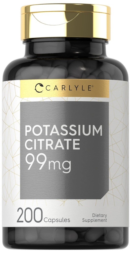 Carlyle Kalium Citrate Supplement: 124; 99mg; 124; 200 kapsler: 124; Non- GMO og Gluten Free