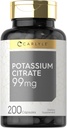 Carlyle Kalium Citrate Supplement: 124; 99mg; 124; 200 kapsler: 124; Non- GMO og Gluten Free