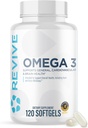 Revive MD Omega 3 Fish Oil Kosttilskud til mænd og kvinder - Softgels med EPA & DHA Fedtsyrer til sund hud & Joints, Heart & Brain Support - Vegan- Friendly, Gluten- Free (120 Softgels, 60 Servere)