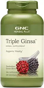 GNC Herbal Plus Triple Ginsa supplement, Understøtter Vitality, 200 Servere