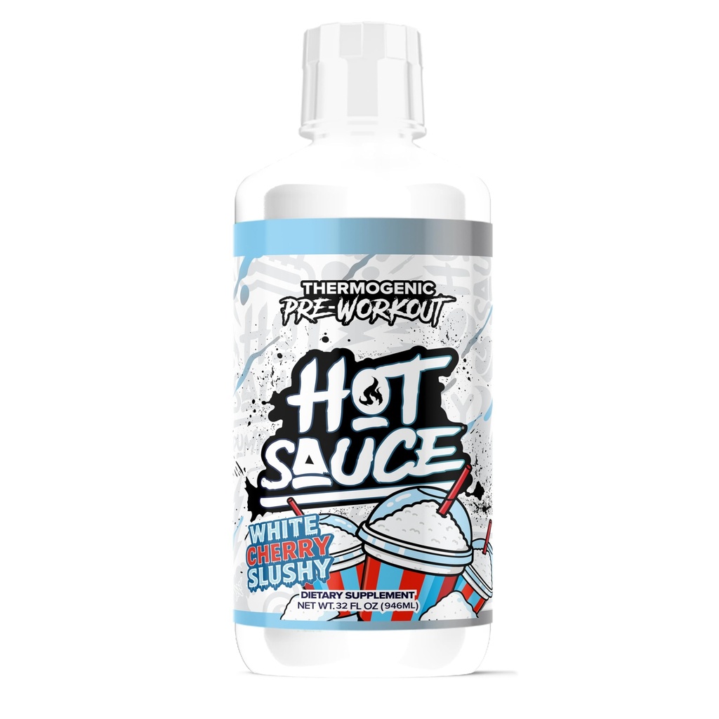 Hot Sauce Thermogenic Pre-Workout, White Cherry Flavor, Liquid Energy Supplement with Caffeine and L-Citrulline, 32 Fl Oz