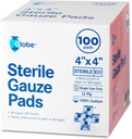 Globe 4 "x 4" Advanced Steril Gauze Pads for Wound Dressing Buddy 124; 100- Pack, Individuelt Pakket Buddy 124; 12- Ply Cotton & Højtbøjet Buddy 124; Advanced Gauze Sponge- Pads for Wound Care & Home Førstehjælp Kits (4 x 4)