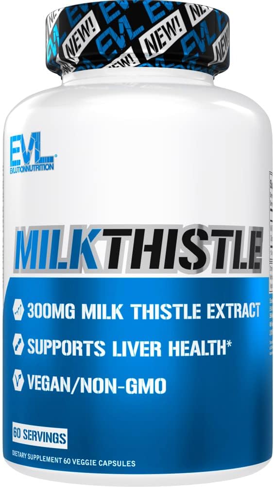 Evolution EVL Silymarin Milk Thistle Kapsler - Supplement til Optimal Lever Rengøring Detox & Reparation - Urte Lever Support Supplement med Pure Milk Thistle Extract - 60 Non- GMO Veggie Kapsler