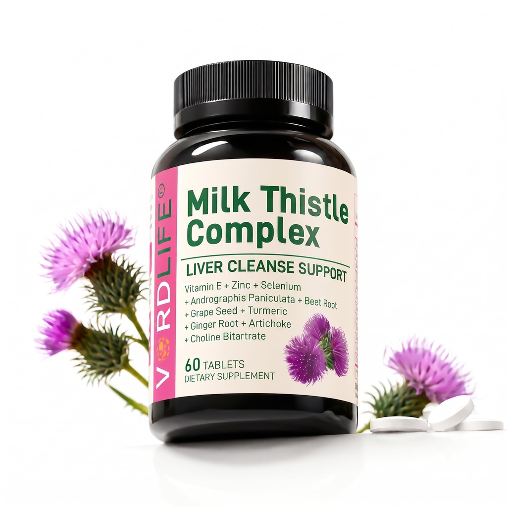 Natural Liver Cleanse & Repair Pills Milk Thistle Supplements with Dandelion Root, Artichoke, Turmeric, Zinc, Selenium, Vitamin E & More 3 Type-in-1 Formula for Overall Health Support, 60 Ct