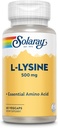SOLARAY L Lysin 500 mg kapsler - Free- Form Essential Aminosyrer Supplement - Kraftig Wellness Support med L- Lysin Aminosyre - Lab Verified, 60- Day Garanti, 60 Servering, 60 VegCaps