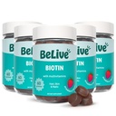 BeLive Biotin Gummies - Skin, Nails & Hair Vitamins with A, C, D, E, B12, Zinc, Folate & Inositol, Biotin Supplement for Anti-Aging, Energy & Collagen Boost, Multivitamin Gummies - Strawberry | 5-Pack