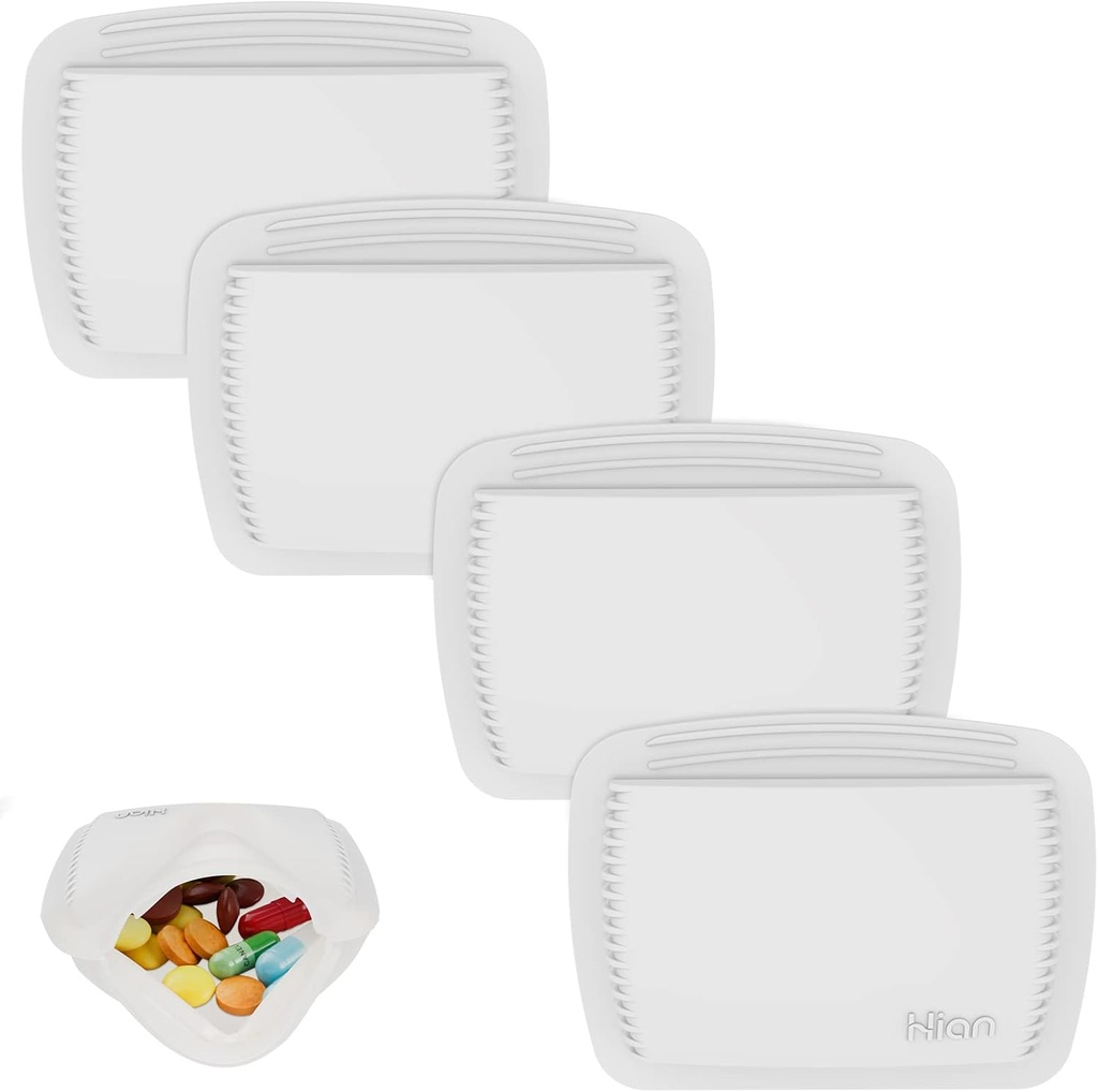 4 Stykker Pill Organizer Genanvendelig Pocket Pill Case Portable Open Pill Pouch Silicone Lille Pill Box Pill Container Pill Holder Pill Tasker Organiserende Medicin, Vitaminer, og tabletter til rejser (hvid)