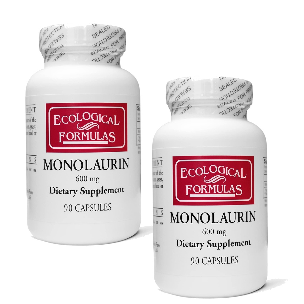 Økologiske formler 600 mg Monolaurin - To individuelt forseglede flasker 180 greve