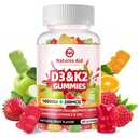 Natures Aid Sugar- Free Vitamin D3 K2 Gummies with Calcium + K2 (MK- 7), Magnesium Citrate, C-vitamin, Ekstra Styrke - Ultimate Absorption for ben Muskeltænder immun, Vegan - 60 Gummies