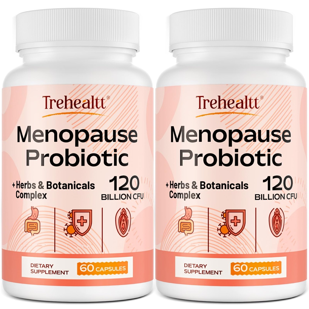Menopause kosttilskud til kvinder, 120 Millioner CFU Probiotisk, 13-in-1 urter & botanicals Complex, for Hormone Menopause, Hot Flashes, Night Sweats, Mood Swings, Soveforstyrrelser, Vegan, 120 Caps