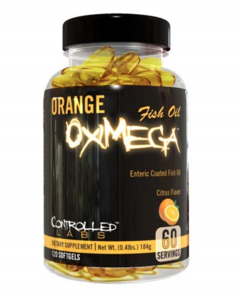 KONTROLLERET ETIKET Orange Oximega Fish Oil Supplement 120 Softgels, EPA og DHA, 2000mg Omega- 3 Fedtsyrer, Citrus- Flavor, Burpless Softgels