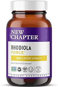 Ny Chapter Rhodiola Force 300mg med Potent Vegan Rhodiola til Mental Focus & Stamina, Endurance + Mood Support + Stress Adaptogen + non- GMO ingredienser - 30 Greve