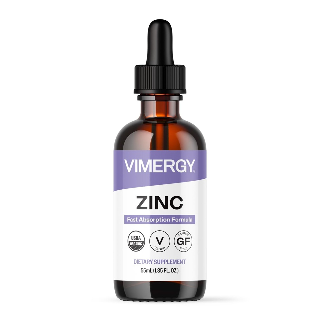 Virergy Organic Zink Kosttilskud til kvinder og mænd (7.5mg flydende zink per servering) Fast- Absorbing immunforsvar, fremmer sunde knogler & hud, USDA Certified Organic, Vegan, Op til 27 Servere (55 ml)