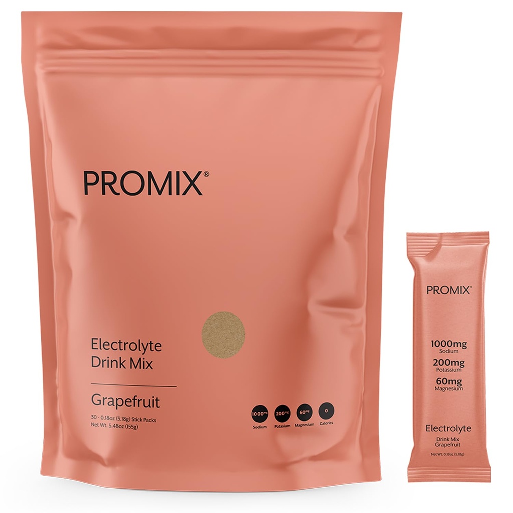 ProMix Nutrition Electrolytes Powder Hydration Packets - 124; Himalayan Pink Salt, Magnesium, Kalium, C-vitamin; Sukkerfri - 30 Tæl