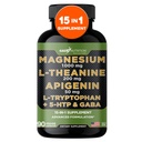 Gade Nutrition Magnesium Glycinate & Magneisum Kosttilskud med Apigenin, L Theanine 200 mg, 5 HTP, GABA Calm Brain Booster Supplement Sleep Aid Ashwagandha L Tryptophan Chamomile