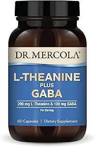Dr. Mercola L- Theanine Plus GABA, 60 kapsler, ikke-GMO, Gluten Free, Soy Free
