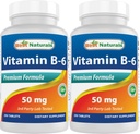 Bedste Naturals Vitamin B6 50 mg 250 tabletter (250 greve (pakke med 2))